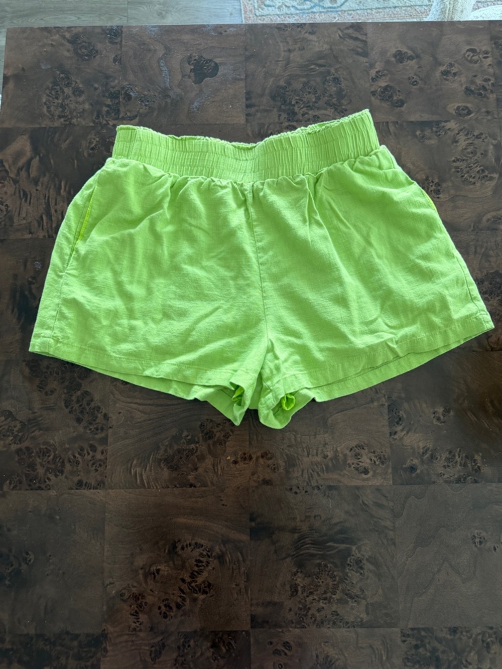 Vici High-Waist Elastic Waistband Shorts in Neon Green